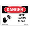 Signmission OSHA Danger Sign, Keep Hands Clear, 7in X 5in Decal, 5" W, 7" L, Landscape, Keep Hands Clear OS-DS-D-57-L-1391